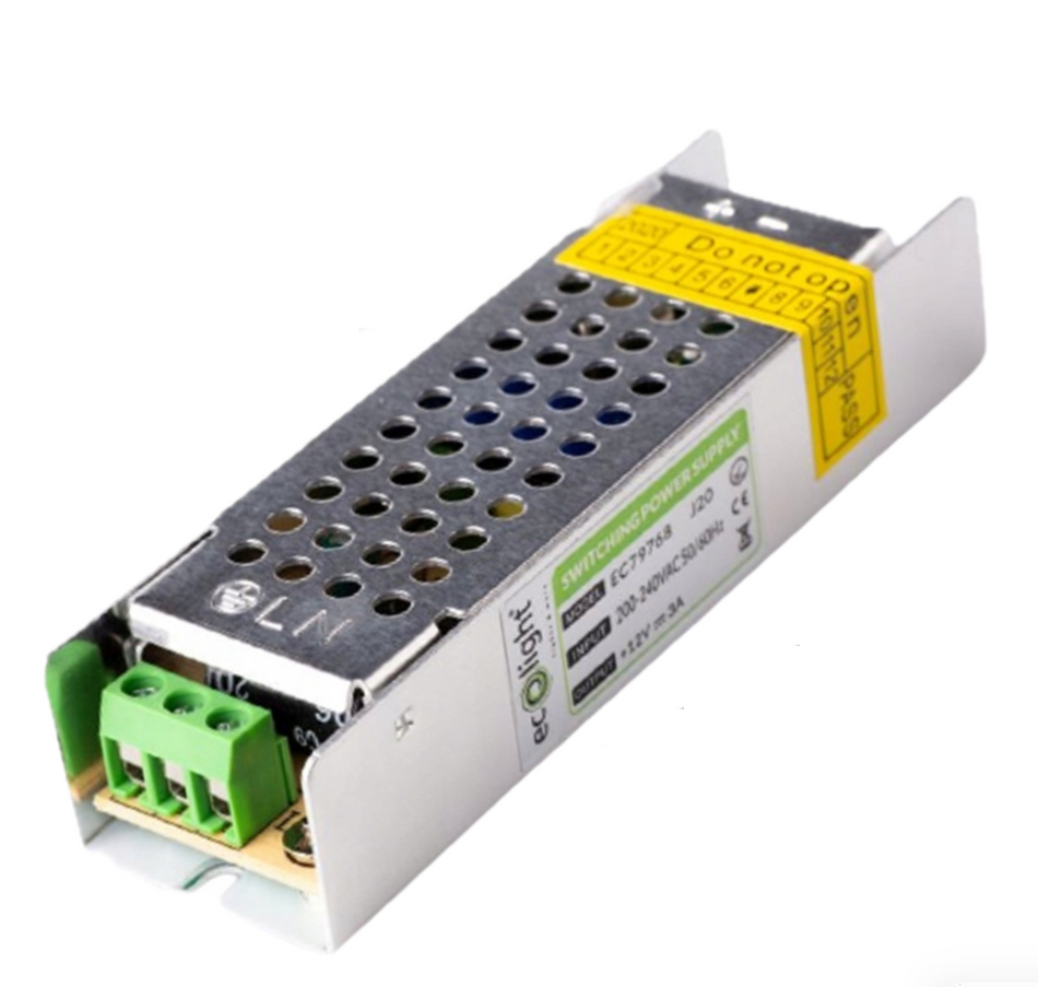 TÁPEGYSÉG 36W 12V MODULÁRIS TRANSZFORMÁTOR SLIM 3A IP20